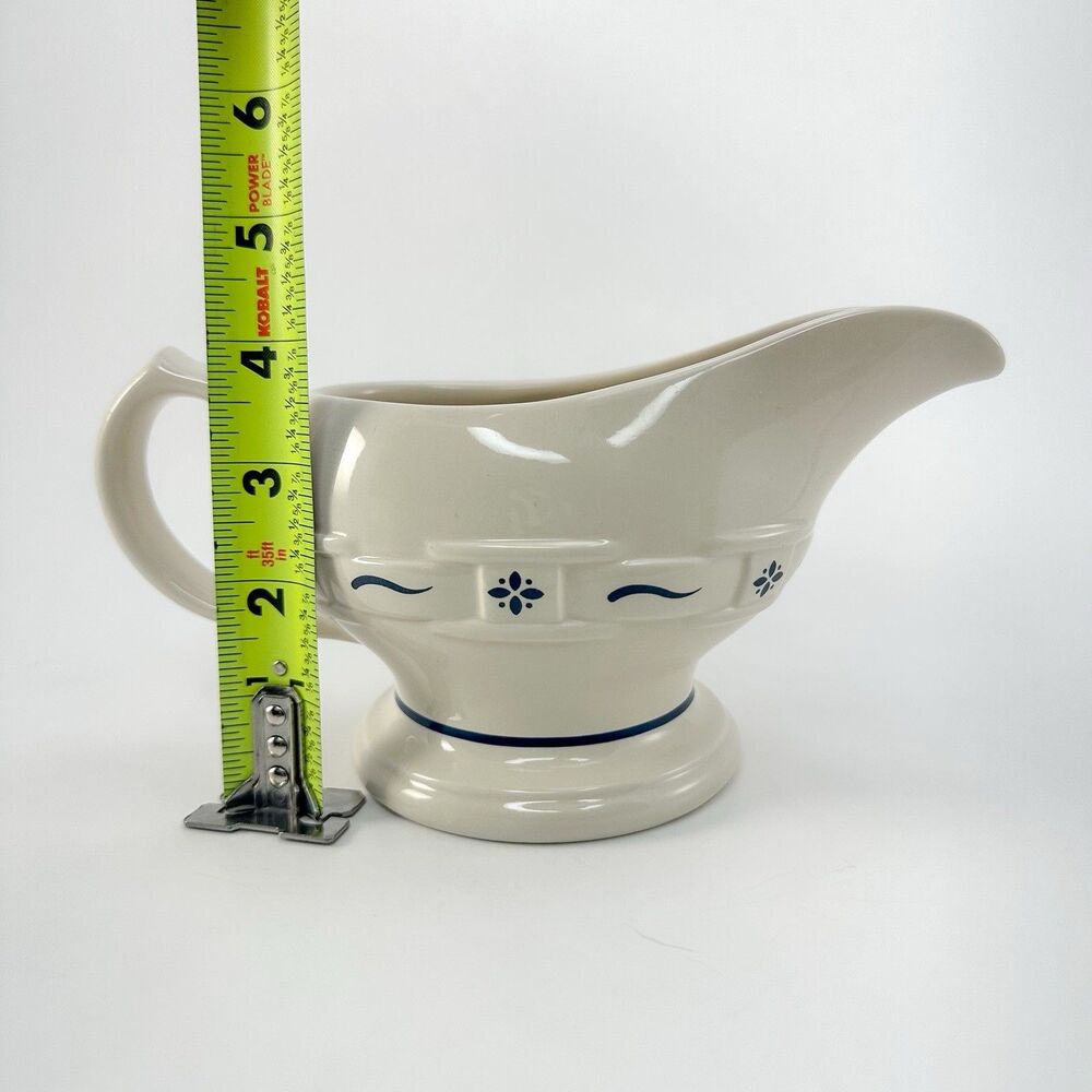 Vintage Longaberger Pottery Pitcher & Gravy Boat Blue Woven Traditions USA - Picture 6 of 7